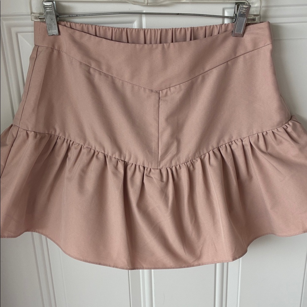 Endless Rose Blush Tan Ruffle Mini Skirt